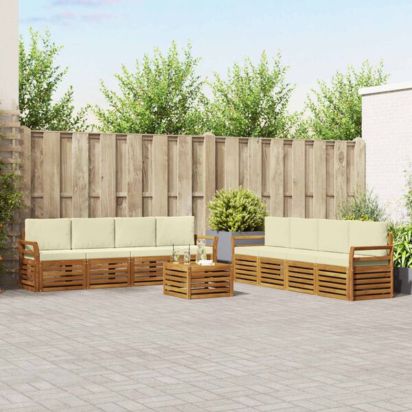 vidaXL Sofų komplektai su pagalve 9 pcs Natūralus ir grietinėlė