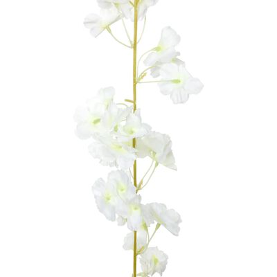vidaXL Dirbtinių gėlių girliandos, 6vnt., baltos spalvos, 180cm