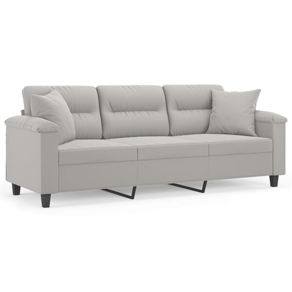 vidaXL Trivietė sofa su pagalvėmis, &scaron;viesiai pilka, 180cm, audinys