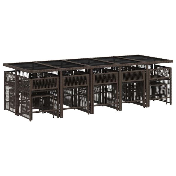 vidaXL Sodo komplektas su pagalvėlėmis, 15 dalių, rudas, poliratanas