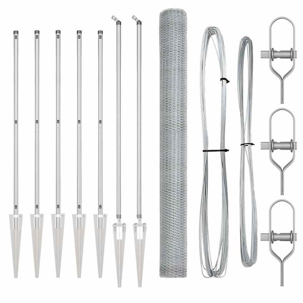 vidaXL Tvorelės stulpas Sidabro 10 x 1,6 m (13 mm tinklas) Plienas