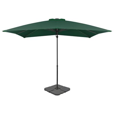 vidaXL Lauko skėtis su nešiojamu pagrindu, žalios sp.