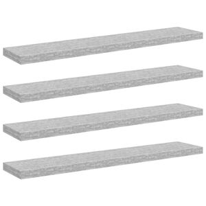vidaXL Pakabinamos lentynos, 4vnt., pilkos, 120x23,5x3,8cm, MDF