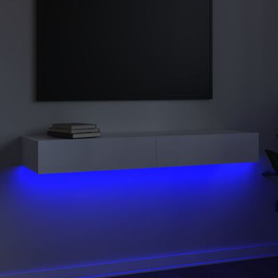 vidaXL TV spintelė su LED apšvietimu, balta, 120x35x15,5cm, blizgi