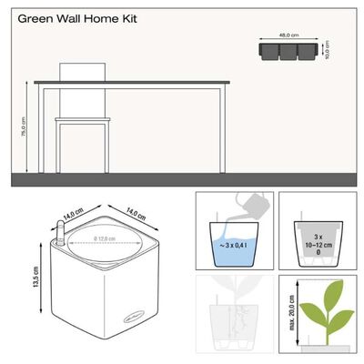 LECHUZA Vazonai Green Wall Home Kit, 3vnt., skalūno spalvos