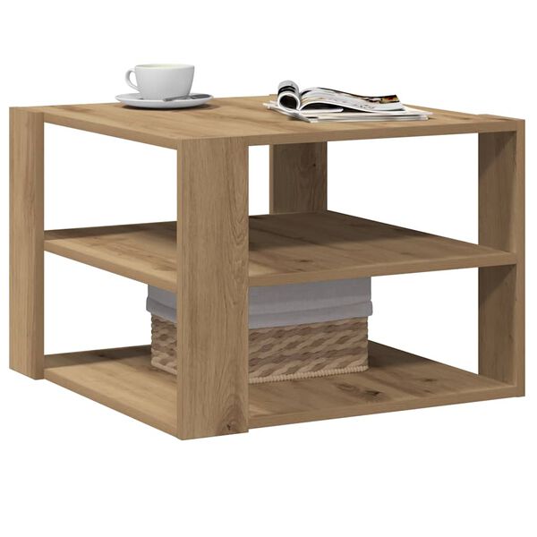 vidaXL Kavos staliukas, artisano ąžuolo, 58x58x40cm, apdirbta mediena