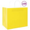 vidaXL Popieriniai mai&scaron;eliai 50vnt. su rankenomis, geltonos 32x22x28cm