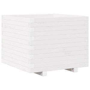 vidaXL Sodo lovelis, baltas, 60x60x49,5cm, pu&scaron;ies medienos masyvas