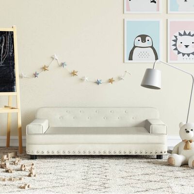 vidaXL Vaikiška sofa, kreminės spalvos, 90x53x30cm, aksomas