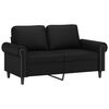 vidaXL Dvivietė sofa su pagalvėmis, juoda, 120cm, dirbtinė oda
