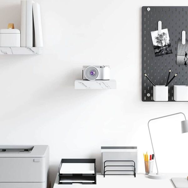 vidaXL Sieninė lentyna Balti marmuro 23 x 23,5 x 4 cm Apdirbta mediena