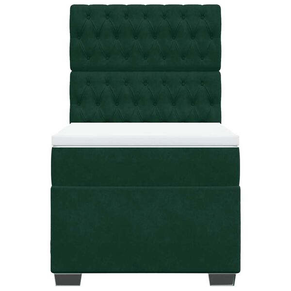 vidaXL Lova su spyruoklėmis ir čiužiniu, žalia, 100x200 cm, aksomas