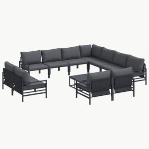 vidaXL Sodo Sofų Rinkinys 12 vnt. Juoda Plienas