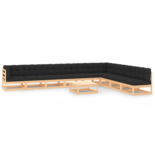 vidaXL Sodo komplektas su pagalvėlėmis, 10 dalių, pu&scaron;ies masyvas