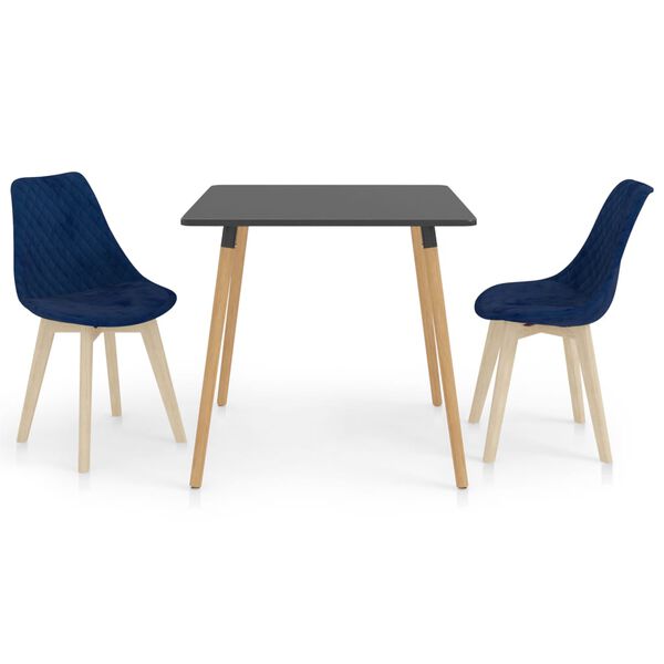 vidaXL Valgomojo baldų komplektas, 3 dalių, mėlynas (287240+289150)