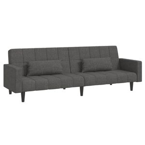 vidaXL Dvivietė sofa-lova su dvejomis pagalvėmis, pilka, audinys