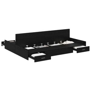 vidaXL Lova su daiktų laikymo vieta Juodas ąžuolas 140 x 190 cm