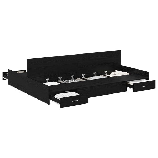 vidaXL Lova su daiktų laikymo vieta Juodas ąžuolas 140 x 190 cm