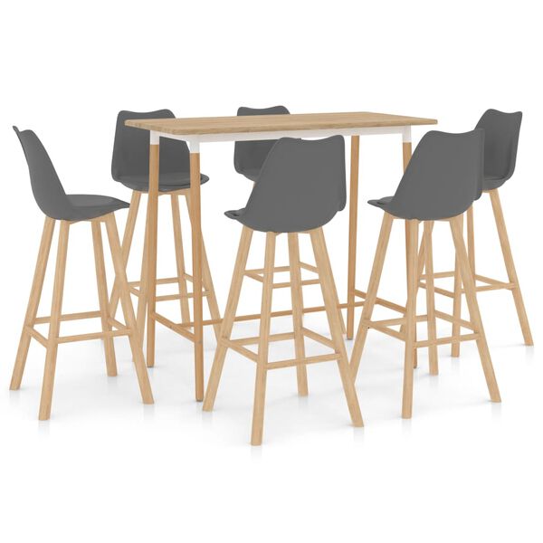 vidaXL Baro baldų komplektas, 7 dalių, pilkas (287253+3x287260)