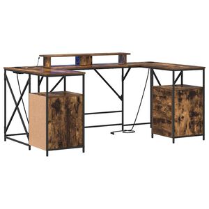 vidaXL Stalas Rūkyta ąžuolas Apdirbta mediena 182 x 101 x 87,5 cm