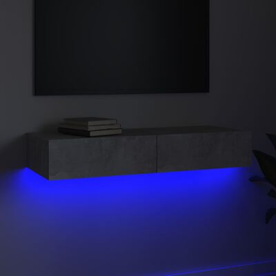 vidaXL TV spintelė su LED apšvietimu, betono pilka, 90x35x15,5cm