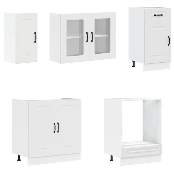 vidaXL Virtuvinių spintelių komplektas, 8 dalių, Kalmar, balta