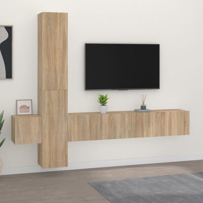 vidaXL Televizoriaus spintelių komplektas, 5 dalių, ąžuolo, mediena