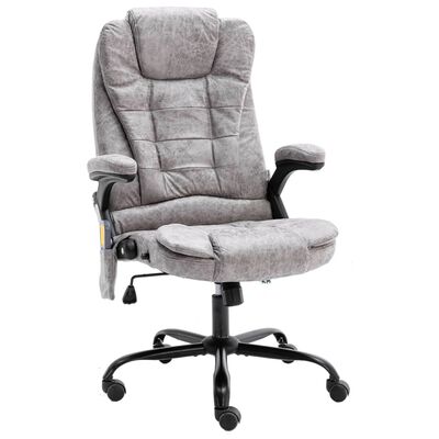 vidaXL Masažinė biuro kėdė, šviesiai pilkos spalvos, dirbtinė oda