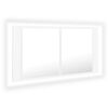 vidaXL Veidrodinė vonios spintelė su LED, balta, 90x12x45cm, akrilas