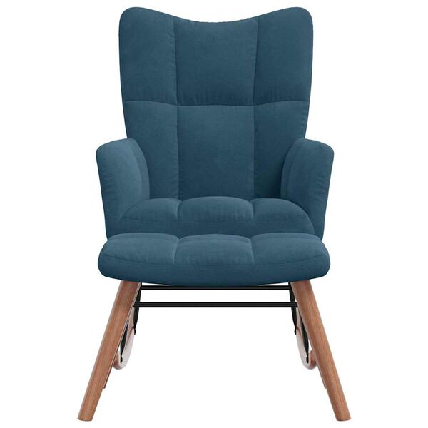 vidaXL Supamoji kėdė su taburetėle, mėlynas aksomas