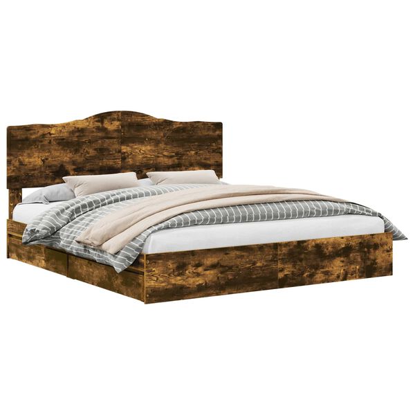 vidaXL Saugos lova Rūkyta ąžuolas 180 x 200 cm Apdirbta mediena