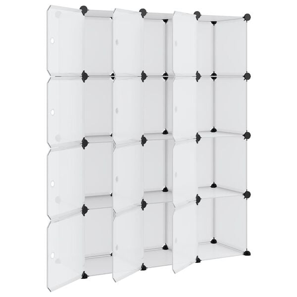 vidaXL Daiktadėžė su kubeliais ir durelėmis, 12 kubelių, permatomas PP