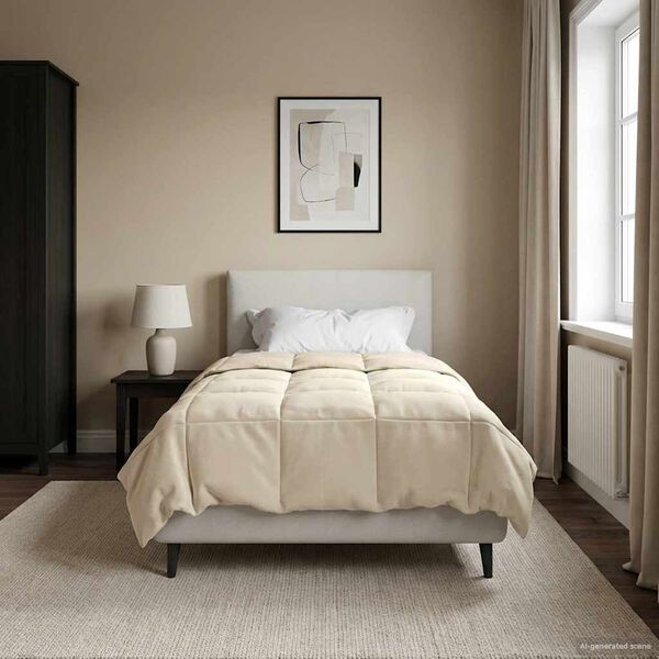 vidaXL Žiemos antklodė Tik&scaron;tas Kreminė 135 x 200 cm Mikropluo&scaron;tas