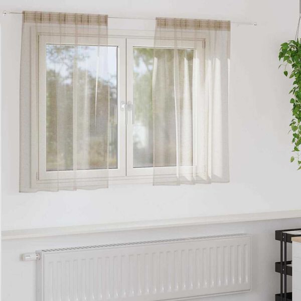 vidaXL Voile Užuolaida 2 pcs Smėlio 140 x 140 cm Poliesteris