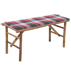 vidaXL Sulankstomas sodo suoliukas su pagalvėle, 118cm, bambukas