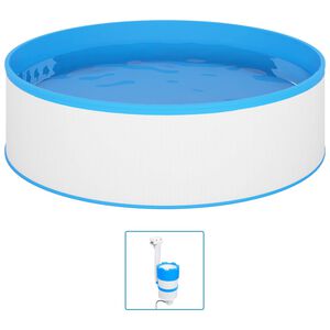 vidaXL Baseinas su pakabinamu skimeriu ir siurbliu, baltas, 350x90cm