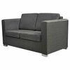 vidaXL Dvivietė sofa, audinys, tamsiai pilka