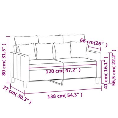 vidaXL Dvivietė sofa, šviesiai pilkos spalvos, 120cm, aksomas