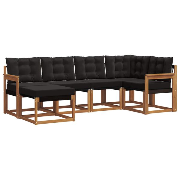 vidaXL Lauko sofos komplektas su pagalve 6 pcs Natūrali ir juoda