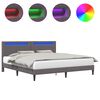 vidaXL Lovos rėmas su LED juostelėmis Pilka 180 x 200 cm Dirbtinė oda