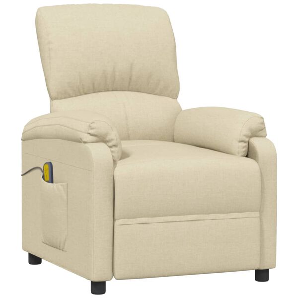 vidaXL Masažinis krėslas, kreminės spalvos, audinys