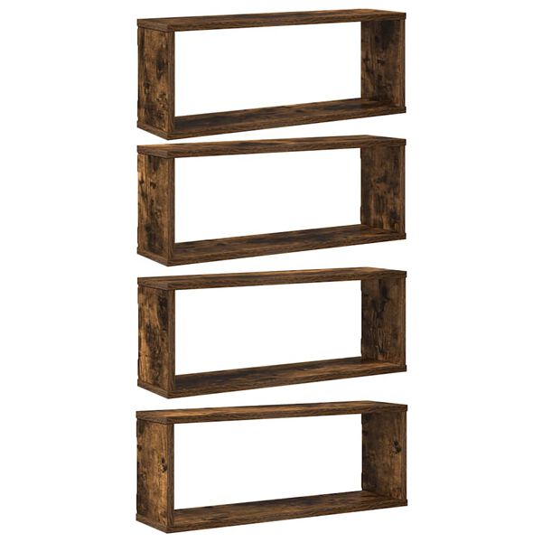 vidaXL Sieninės lentynos, 4vnt., dūminio ąžuolo, 60x15x23cm, mediena