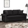 vidaXL Dvivietė sofa su pagalvėlėmis, juodos spalvos, 140cm, aksomas