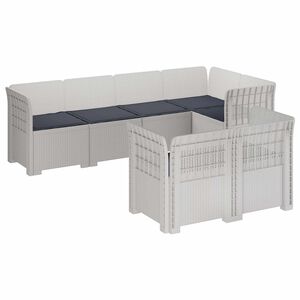 vidaXL 7-Vietis Sodo Sofa su Pagalvėlėmis Ratanas PP Balta