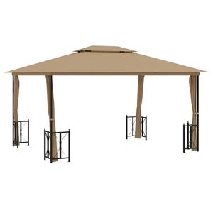 vidaXL Pavėsinė su &scaron;oninėmis sienomis ir stogu, taupe spalvos, 3x4m