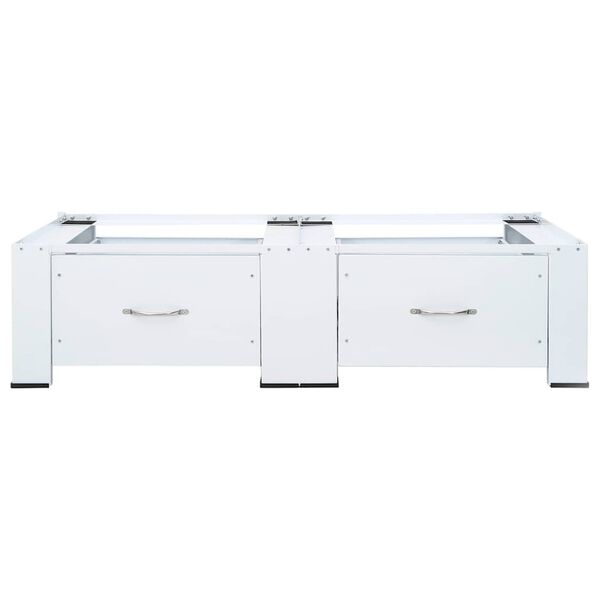 vidaXL Dvigubas skalbimo ma&scaron;inos stovas su stalčiais, baltas