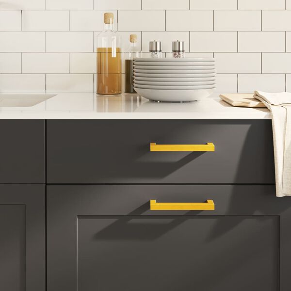 vidaXL Spintelės rankenėlės, 10vnt., auksinės, nerūdijantis plienas