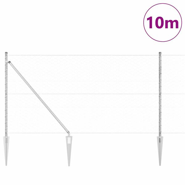 vidaXL Tvorelės stulpas Sidabro 10 x 1 m (50 mm tinklas) Plienas