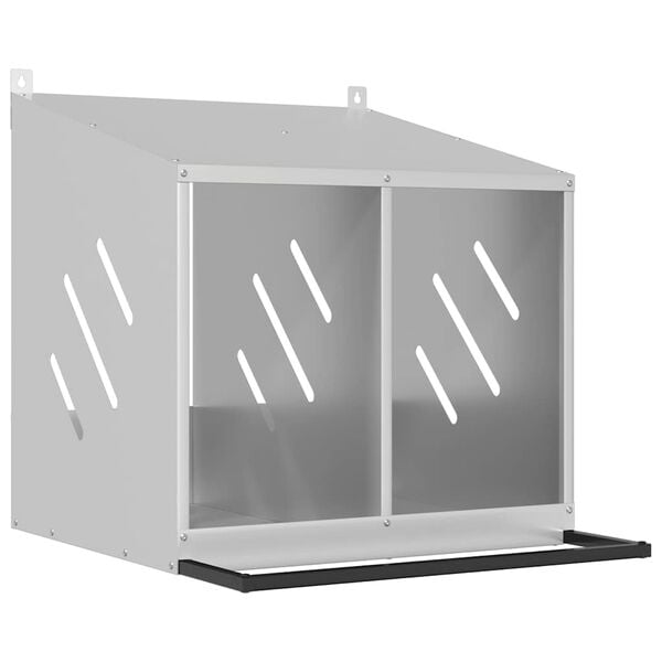 vidaXL vi&scaron;tienos lizdų dėžutė su 2 skyriais cinkuoto sidabro metalo