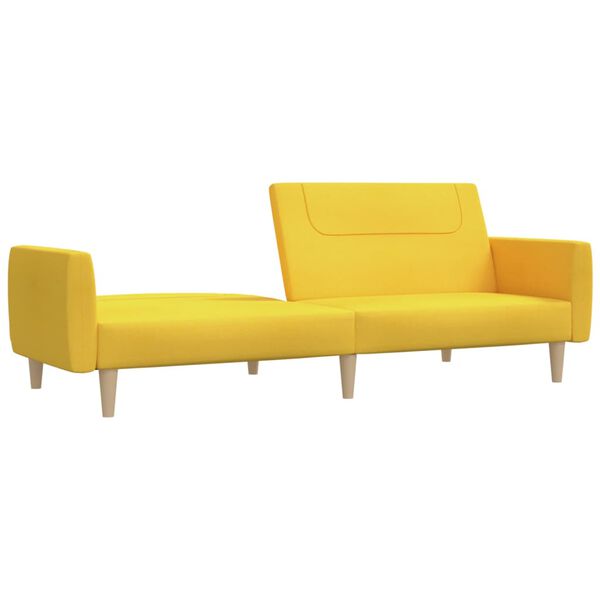 vidaXL Dvivietė sofa-lova, geltonos spalvos, audinys